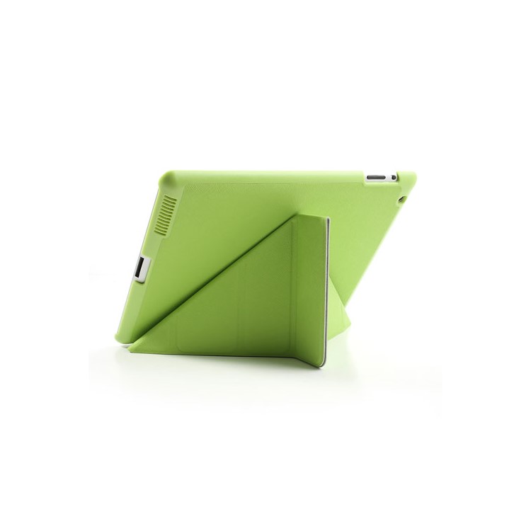 Green Unique Triangle Stand for iPad 2 3 4 Cross Pattern Leather Cover-6