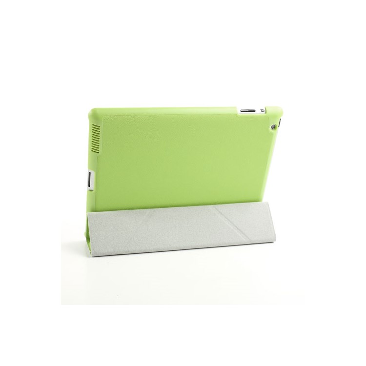 Green Unique Triangle Stand for iPad 2 3 4 Cross Pattern Leather Cover-7