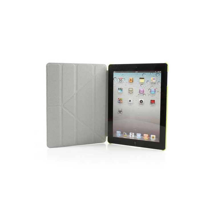 Green Unique Triangle Stand for iPad 2 3 4 Cross Pattern Leather Cover-9