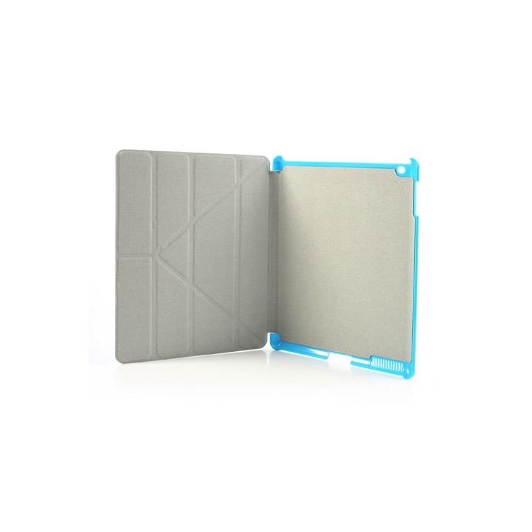 Blue Unique Triangle Stand for iPad 2 3 4 Cross Pattern Leather Shell Case-10