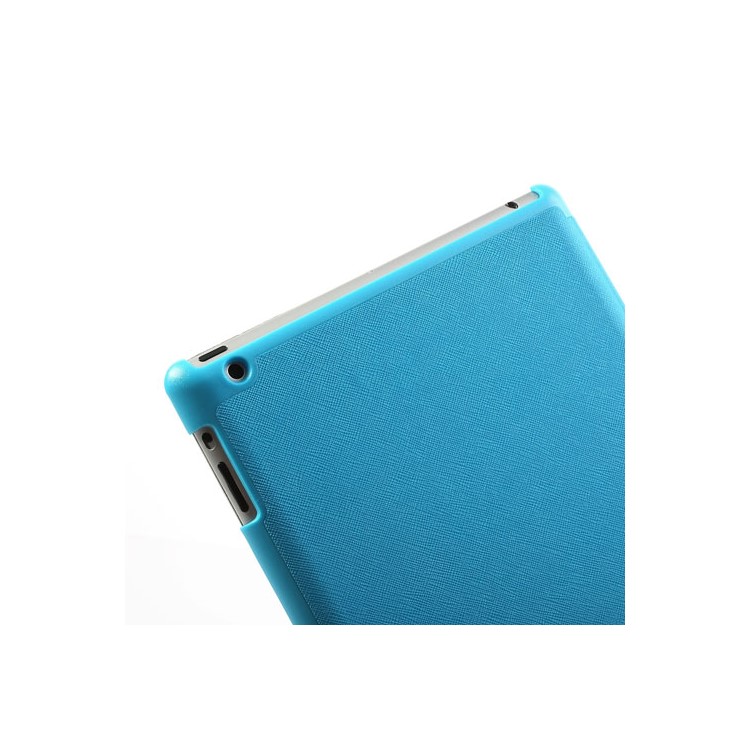 Blue Unique Triangle Stand for iPad 2 3 4 Cross Pattern Leather Shell Case-11