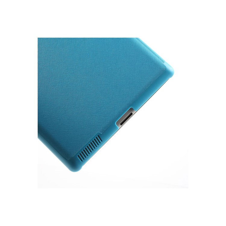 Blue Unique Triangle Stand for iPad 2 3 4 Cross Pattern Leather Shell Case-12