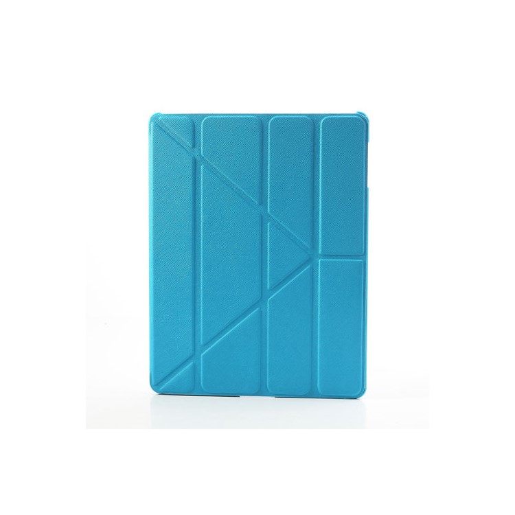 Blue Unique Triangle Stand for iPad 2 3 4 Cross Pattern Leather Shell Case-2