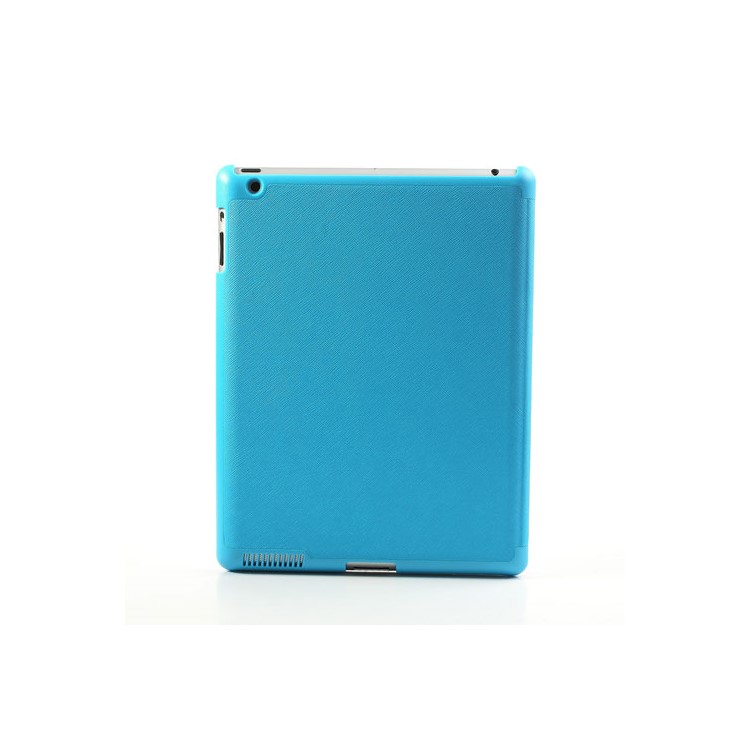 Blue Unique Triangle Stand for iPad 2 3 4 Cross Pattern Leather Shell Case-3