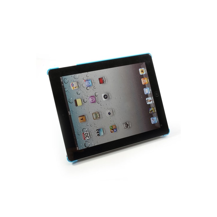 Blue Unique Triangle Stand for iPad 2 3 4 Cross Pattern Leather Shell Case-5