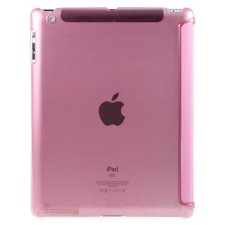 Rose Slim PU Leather Smart Cover with Back Hard Plastic Case for iPad 2 / 3 / 4-2