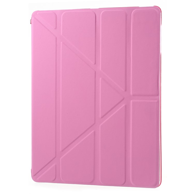 Rose Slim PU Leather Smart Cover with Back Hard Plastic Case for iPad 2 / 3 / 4-3