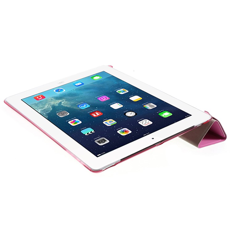 Rose Slim PU Leather Smart Cover with Back Hard Plastic Case for iPad 2 / 3 / 4-5