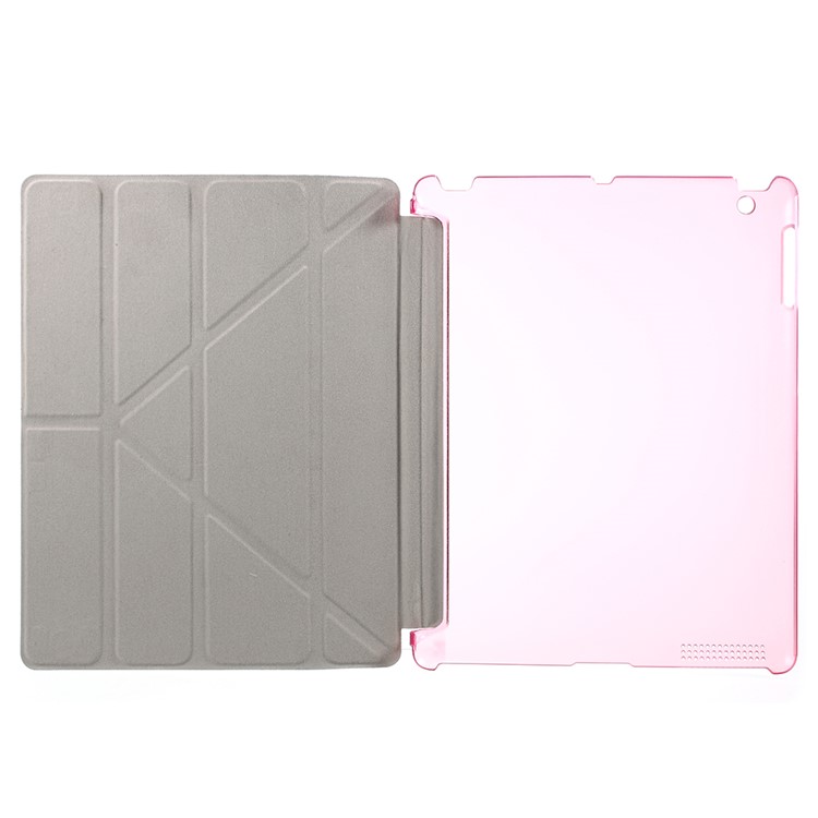 Rose Slim PU Leather Smart Cover with Back Hard Plastic Case for iPad 2 / 3 / 4-7