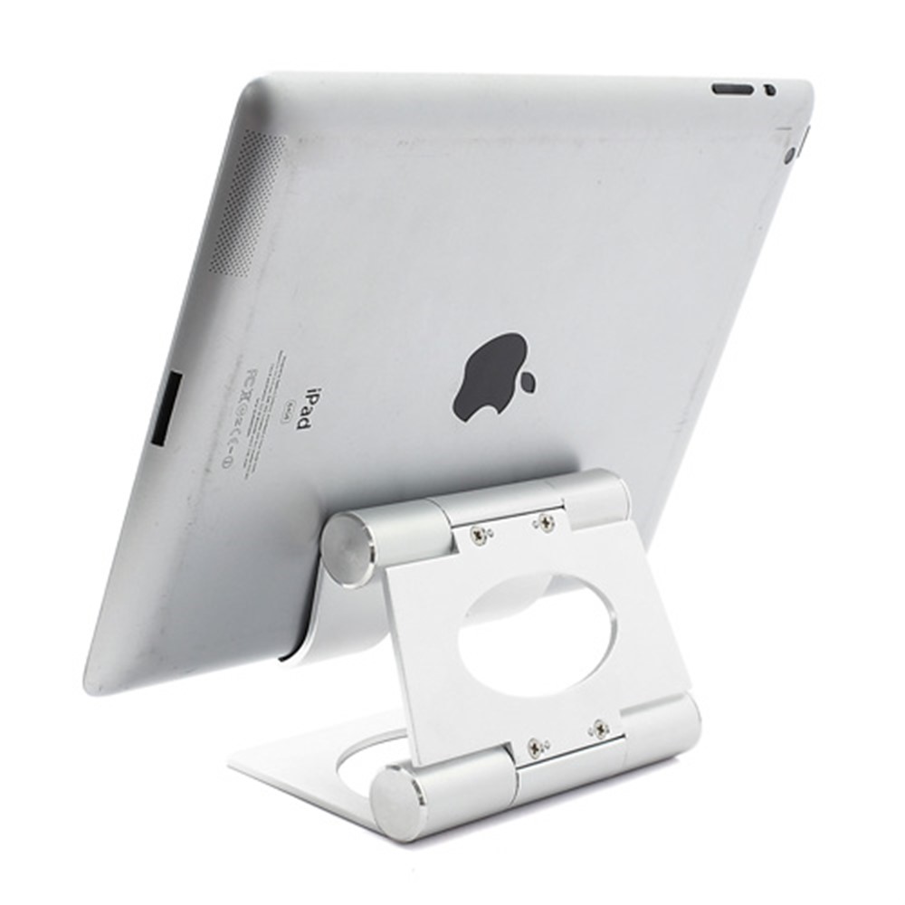 Soporte De Soporte De Pivote Plegable De Aluminio Sólido Para IPad De Apple / Tableta / Teléfono Móvil - Color Plata