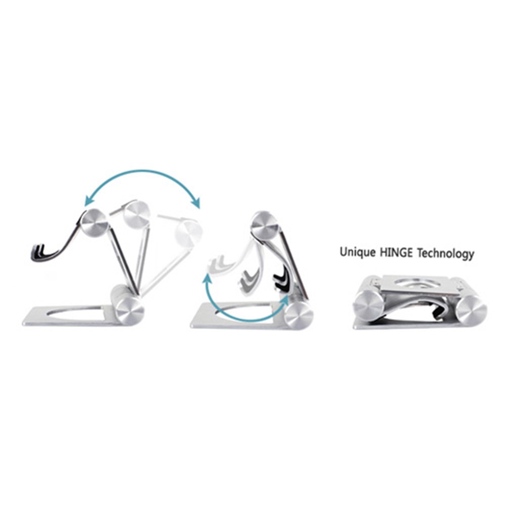 Solid Aluminum Folding Pivot Stand Holder for Apple iPad / Tablet PC / Cell Phone - Silver-5