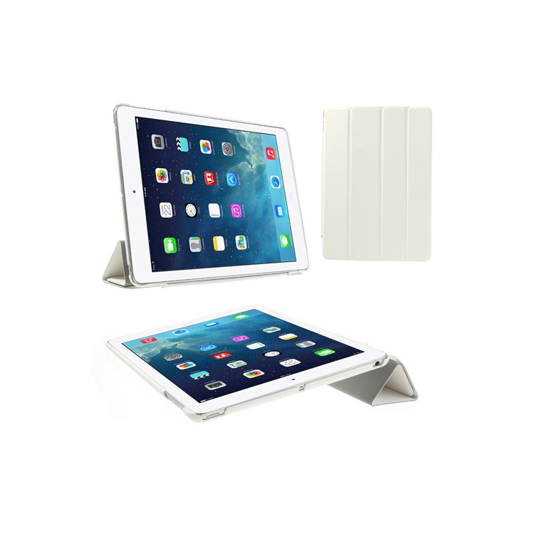 

Four-fold Stand Smart Awakening Leather Case Cover for iPad Air 5 - White