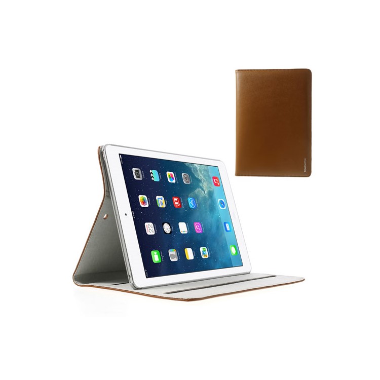 

Brown Doormoon Folio Style Genuine Leather Smart Cover w/ Stand for iPad Air 5