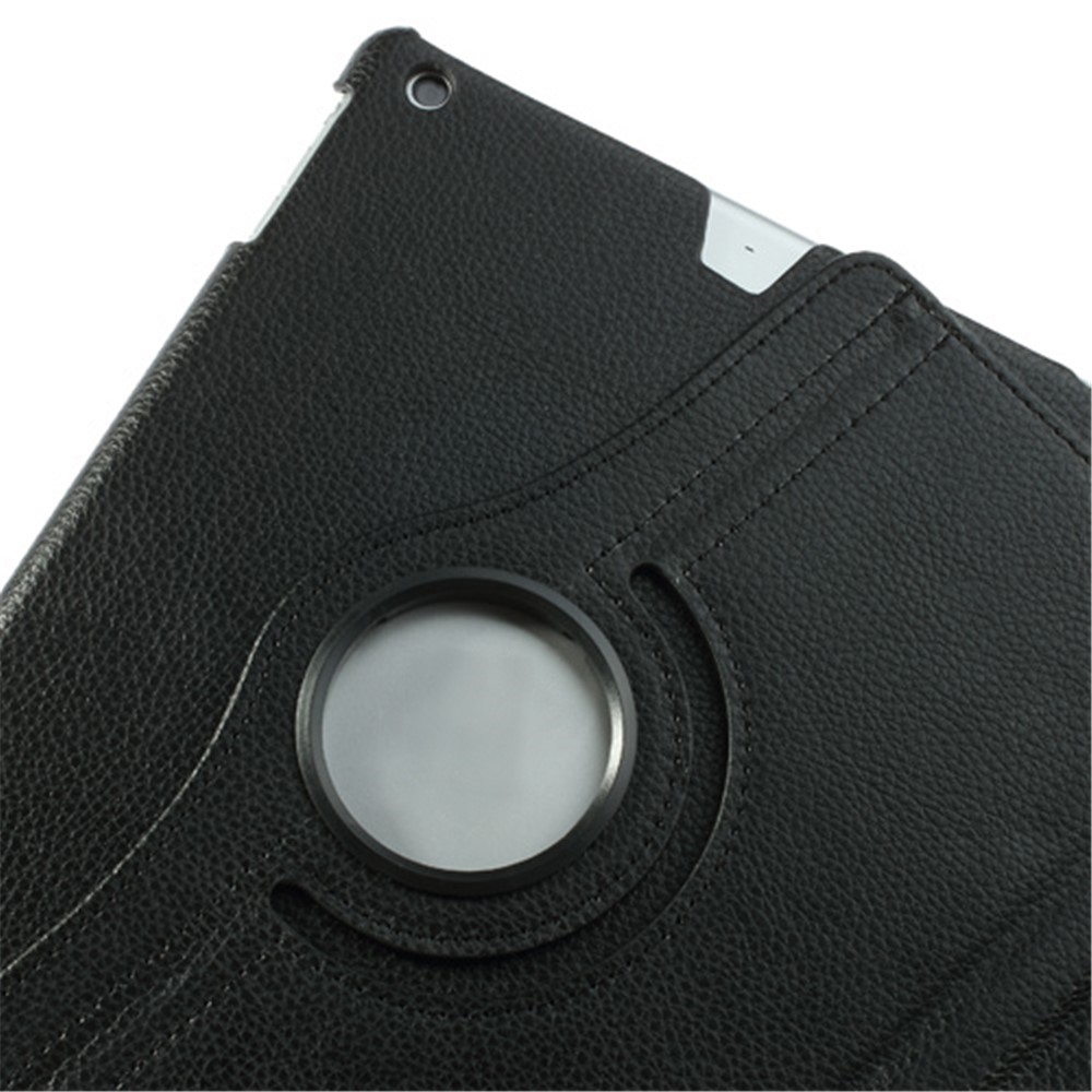 360 Degree Rotating Litchi Leather Case w/ Stand for iPad Air - Black-13