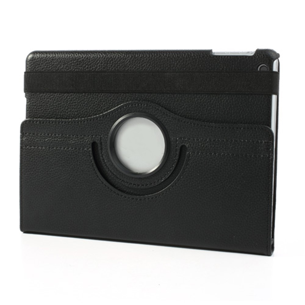 360 Degree Rotating Litchi Leather Case w/ Stand for iPad Air - Black-4