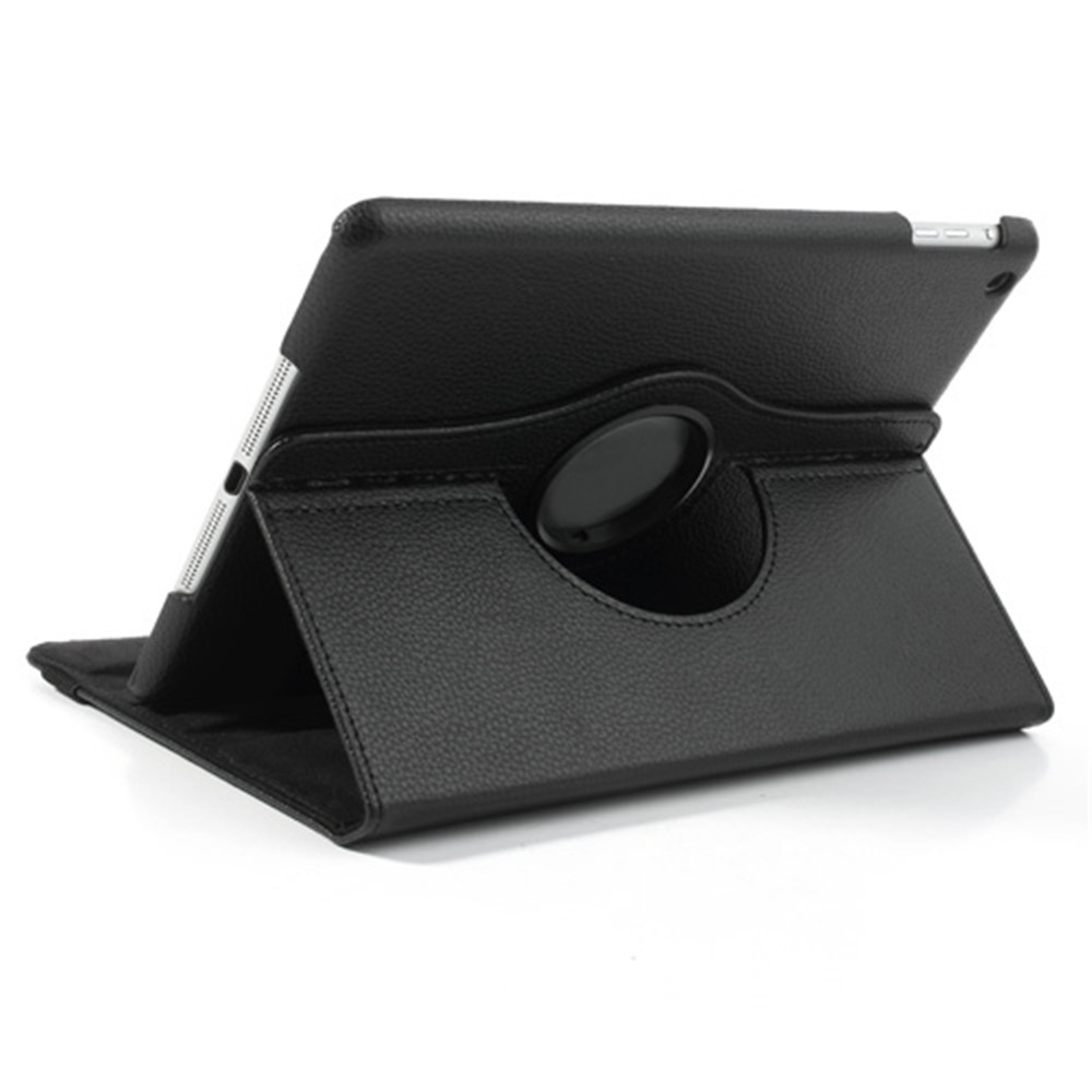 360 Degree Rotating Litchi Leather Case w/ Stand for iPad Air - Black-6