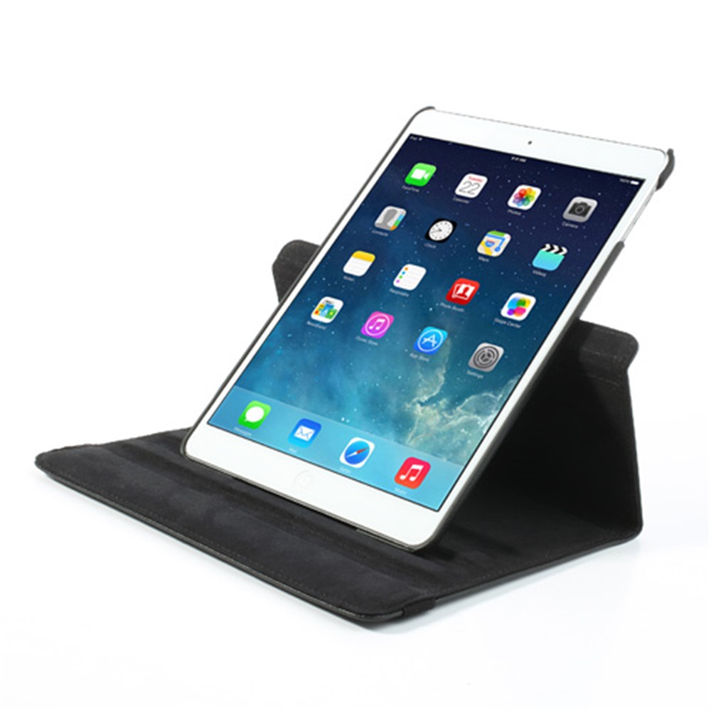 360 Degree Rotating Litchi Leather Case w/ Stand for iPad Air - Black-7