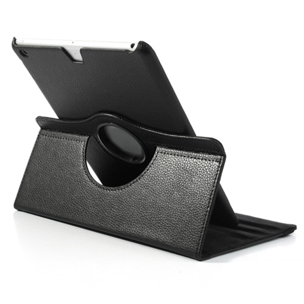 360 Degree Rotating Litchi Leather Case w/ Stand for iPad Air - Black-8