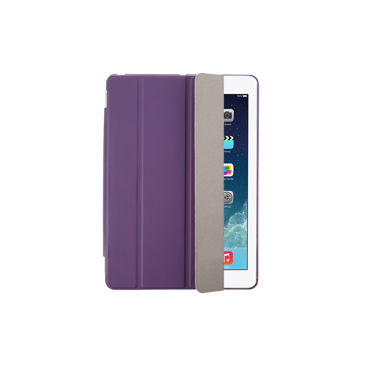 Purple Four-fold Leather Smart Case for iPad Air w/ Detachable Companion Cover-1