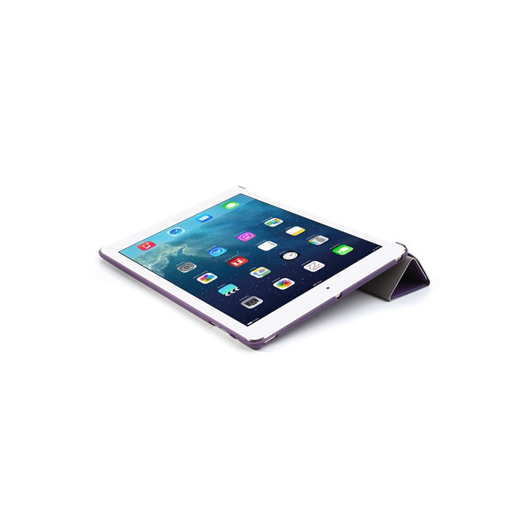 Purple Tri-fold Leather Smart Case for iPad Air w/ Detachable Companion Cover-3