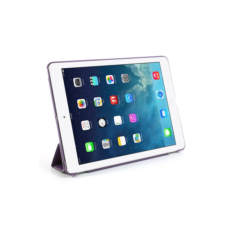 Purple Tri-fold Leather Smart Case for iPad Air w/ Detachable Companion Cover-4