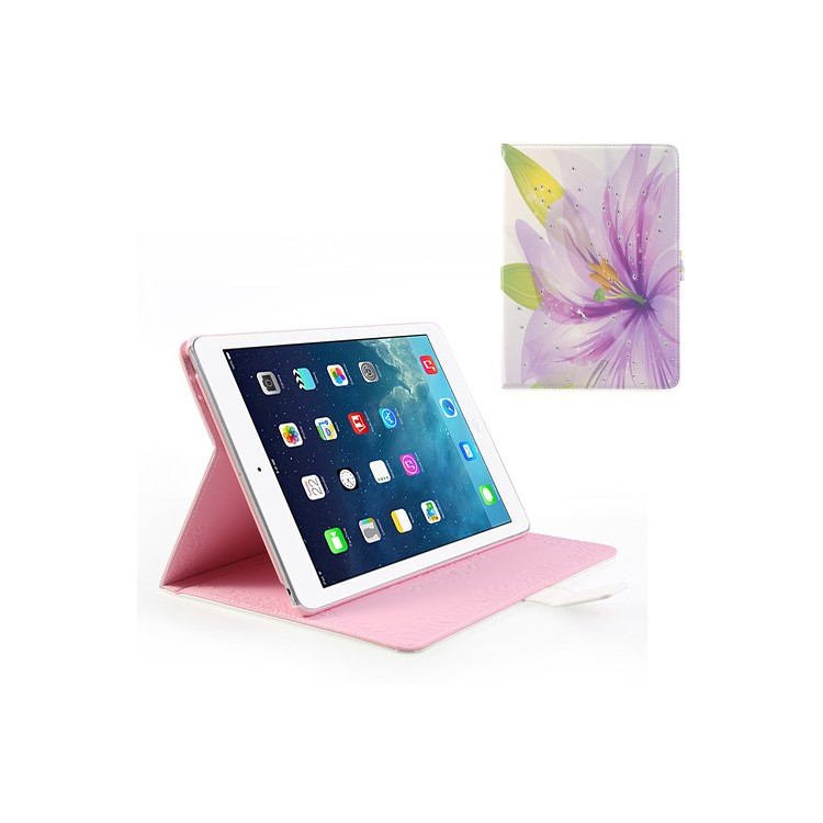 

Sparkling Rhinestone Purple Blossom Smart Awakening Leather Case for iPad Air 5, iPad Air