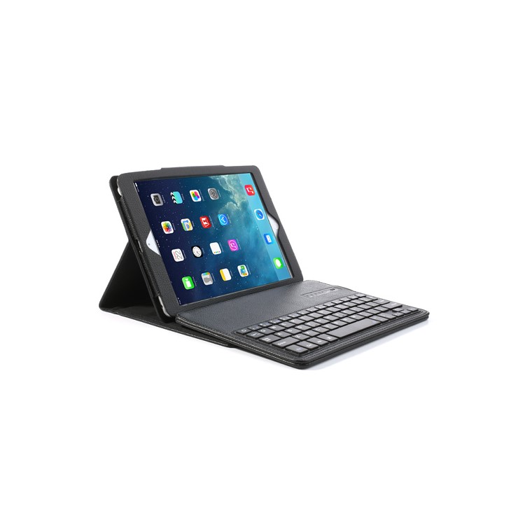 For iPad Air Magnetic Removable Bluetooth 3.0 Keyboard w/ Litchi Leather Stand Case - Black-1