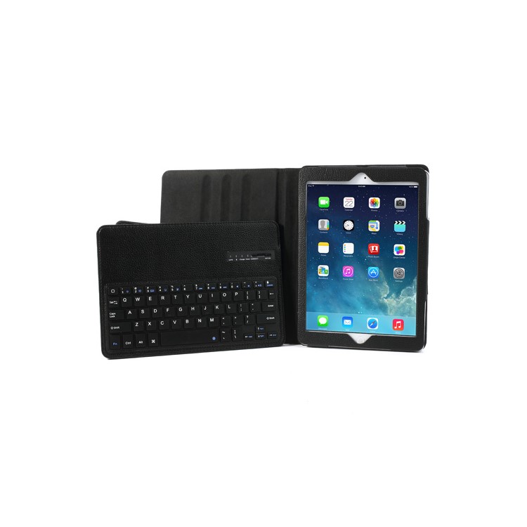 For iPad Air Magnetic Removable Bluetooth 3.0 Keyboard w/ Litchi Leather Stand Case - Black-5