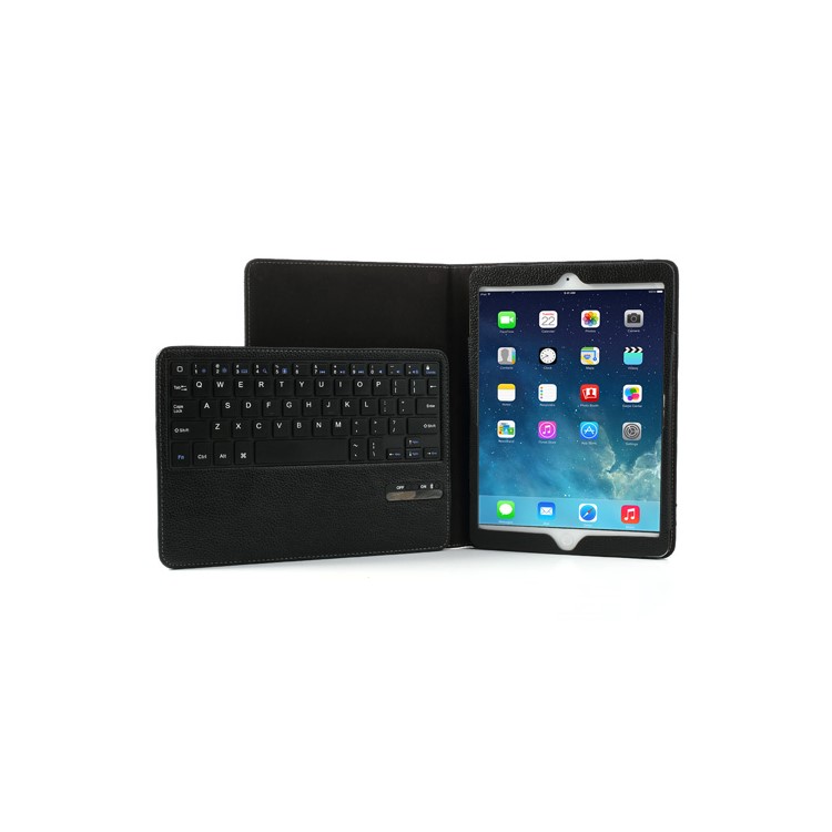 Removable Bluetooth 3.0 Keyboard Case Leather Cover w/ Stand for iPad Air - Black-6