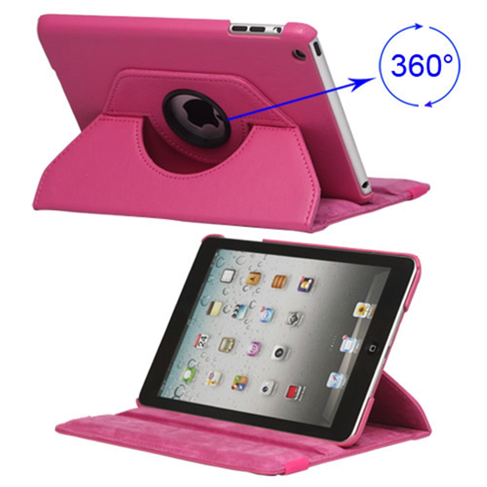 360 Degree Rotary Leather Case Cover for iPad Mini - Rose-1