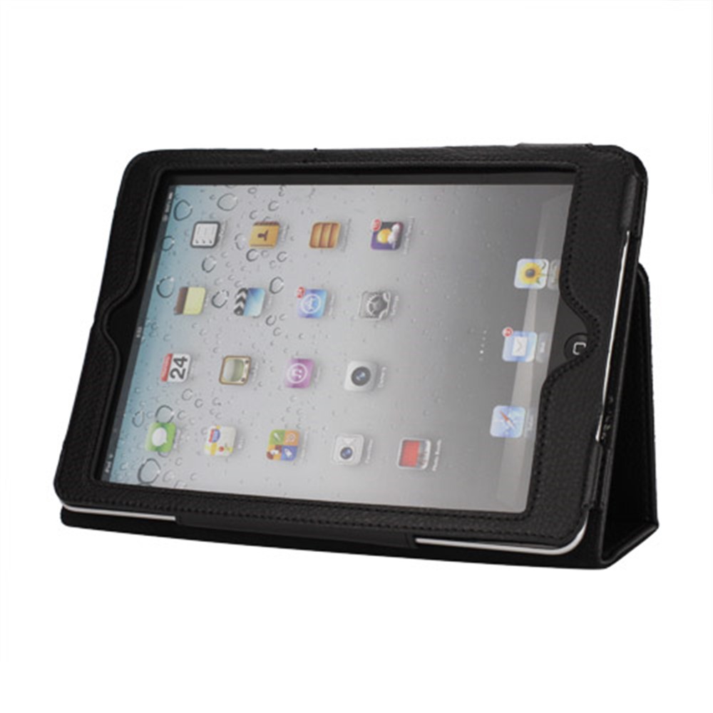Lychee Skin PU Leather Stand Case Cover for iPad Mini / iPad Mini Retina - Black-4