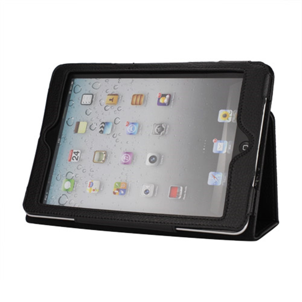 Copertina Per Supporto in Pelle Per la Pelle Lychee Per Ipad Mini / Ipad Mini Retina - Nero