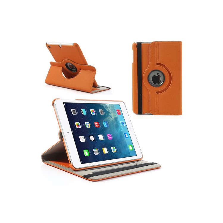 

Orange Cloth Leather Cover for iPad mini / iPad mini 2 (Retina), 360 Degree Rotary & Card Slots