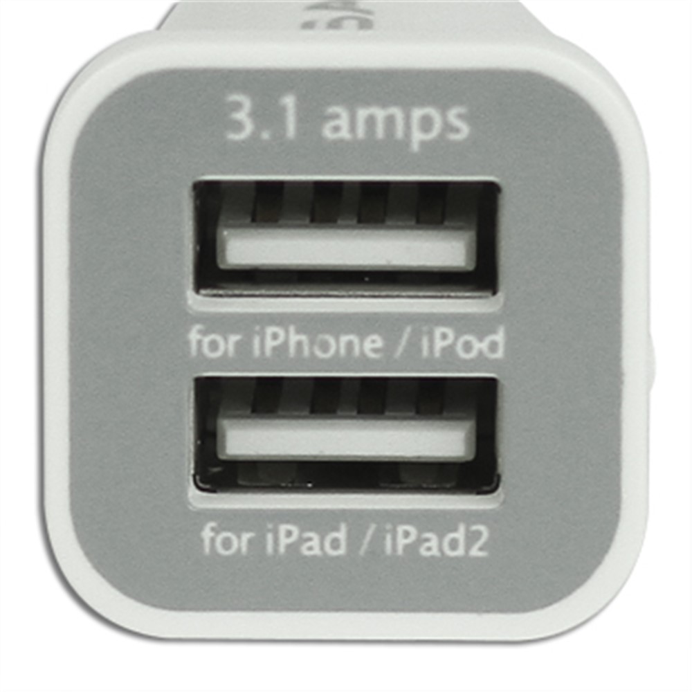 Adaptador de carregador de carro USB do porto duplo universal para iPad iPhone iPhone e etc - Branco