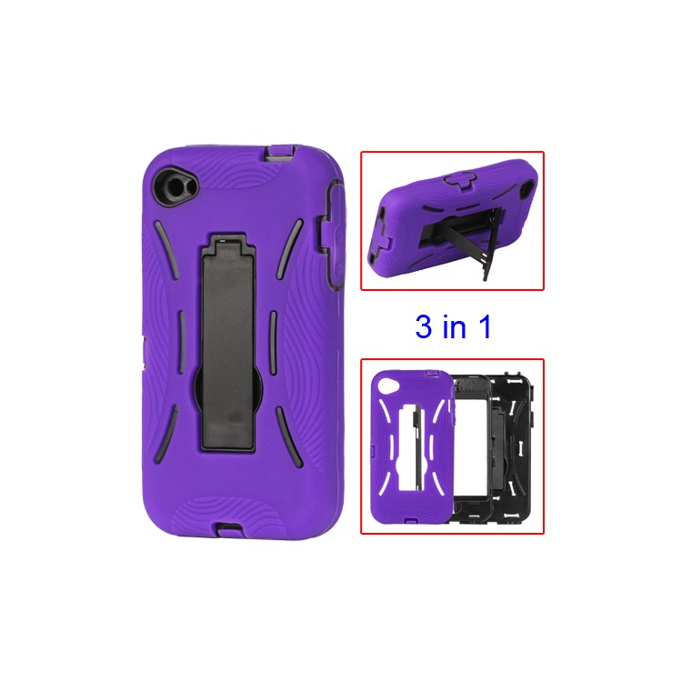 Snap-on Defender Stand Case for iPhone 4 4S - Purple