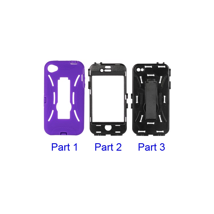 Snap-on Defender Stand Case for iPhone 4 4S - Purple