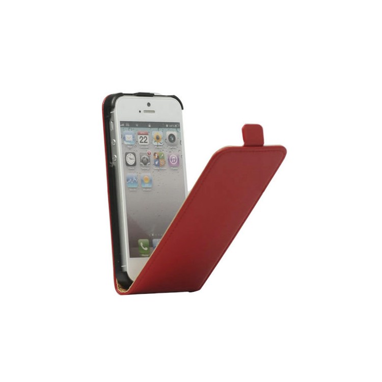 

Genuine Split Leather Vertical Magnetic Leather Case Cover for iPhone SE 5s 5 - Red, iPhone 5s