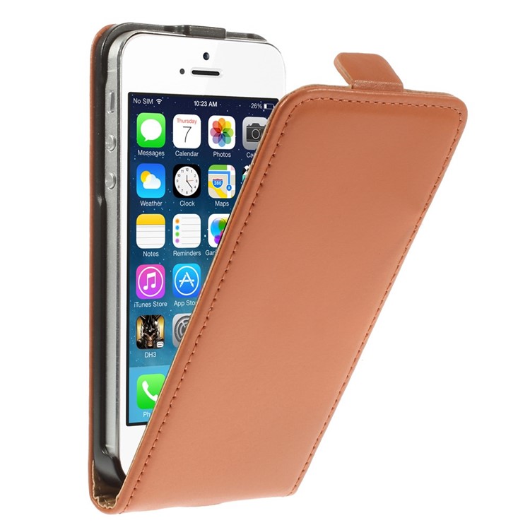 

Подлинная Сплит Кожаный Вертикальный Флип Чехол Для IPhone 5С ЮВ 5 - оранжевый, iPhone 5s