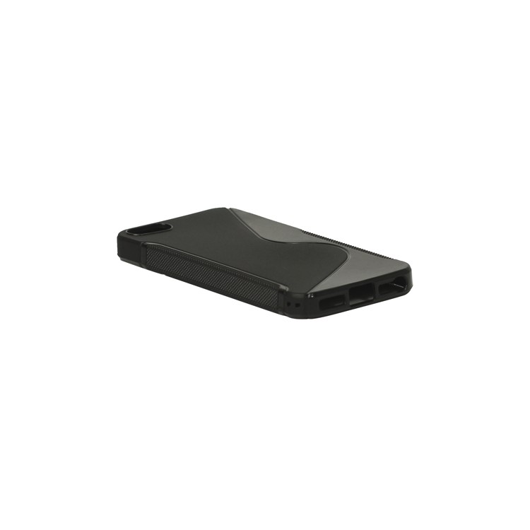 S Shape TPU Gel Case Cover for iPhone 5 - Black-3