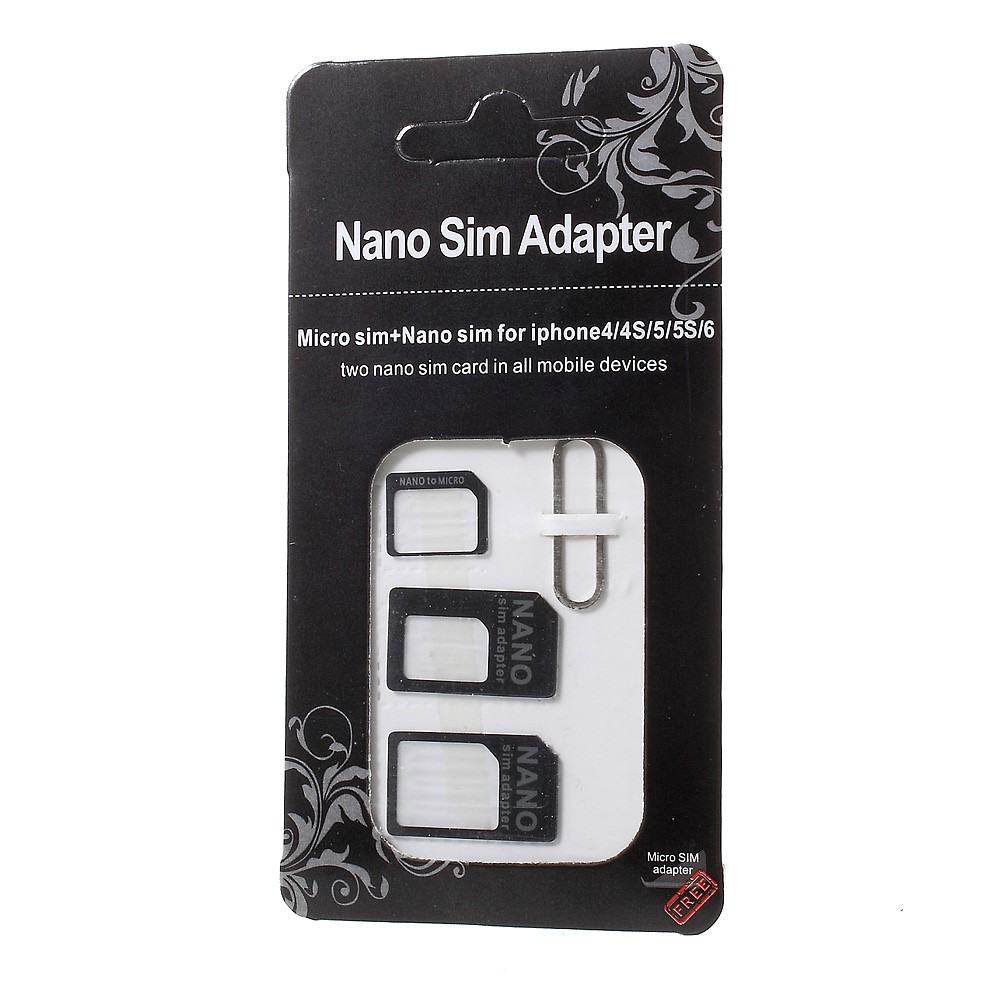 3 in 1 Nano SIM to Micro SIM / Standard SIM Card Adapters for iPhone 5 4S 4
