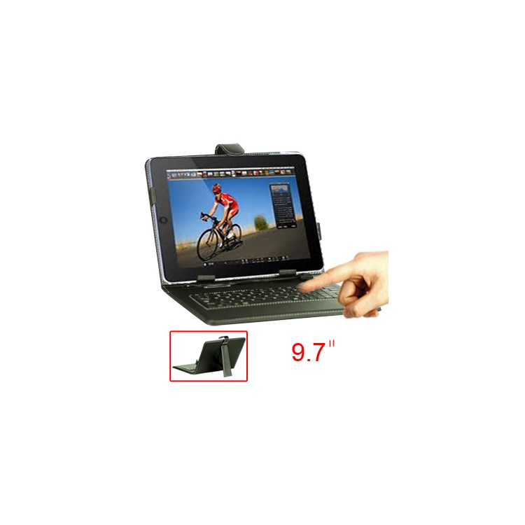 9.7 Inch Tablet PC Leather Keyboard Case with Holder & USB Cable-1