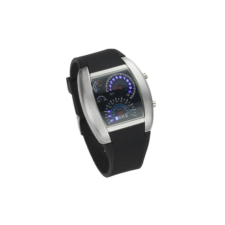 men's black rubber speedometer digital wrist led watches