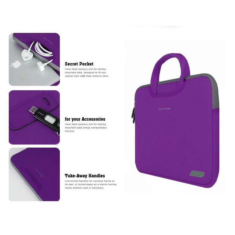 Purple Cartinoe Breath Series Zipper Nylon Notebook Bag Pouch for MacBook Pro 15.4 inch, Size: 36 x 27cm-2