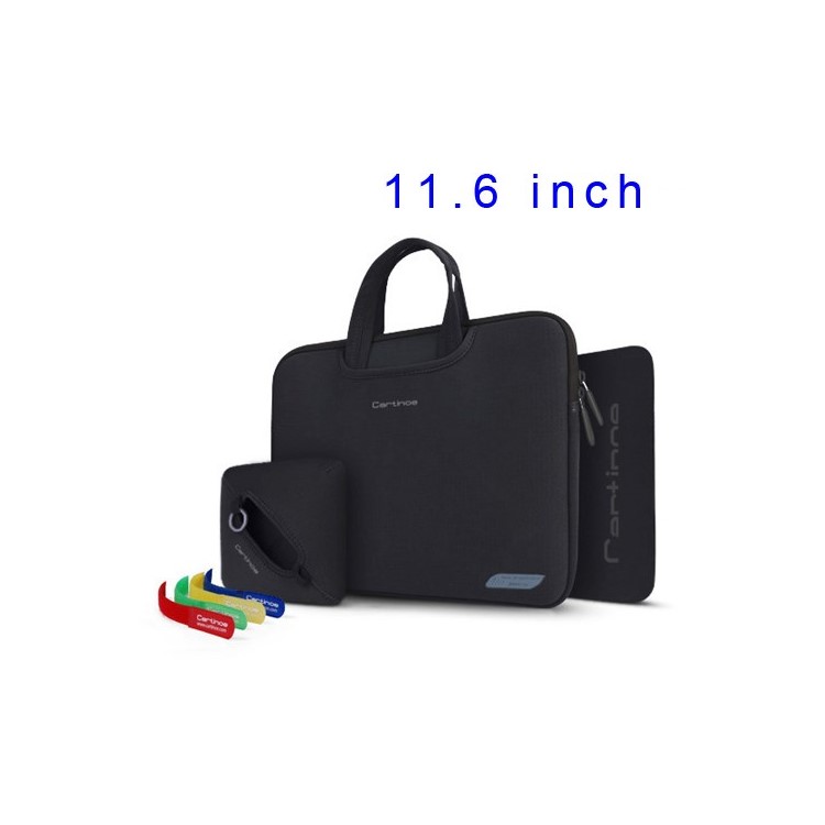 Black Cartinoe Breath Series Zipper Nylon Notebook Handbag Pouch for MacBook Air 11.6 inch, Size: 30 x 20cm-1