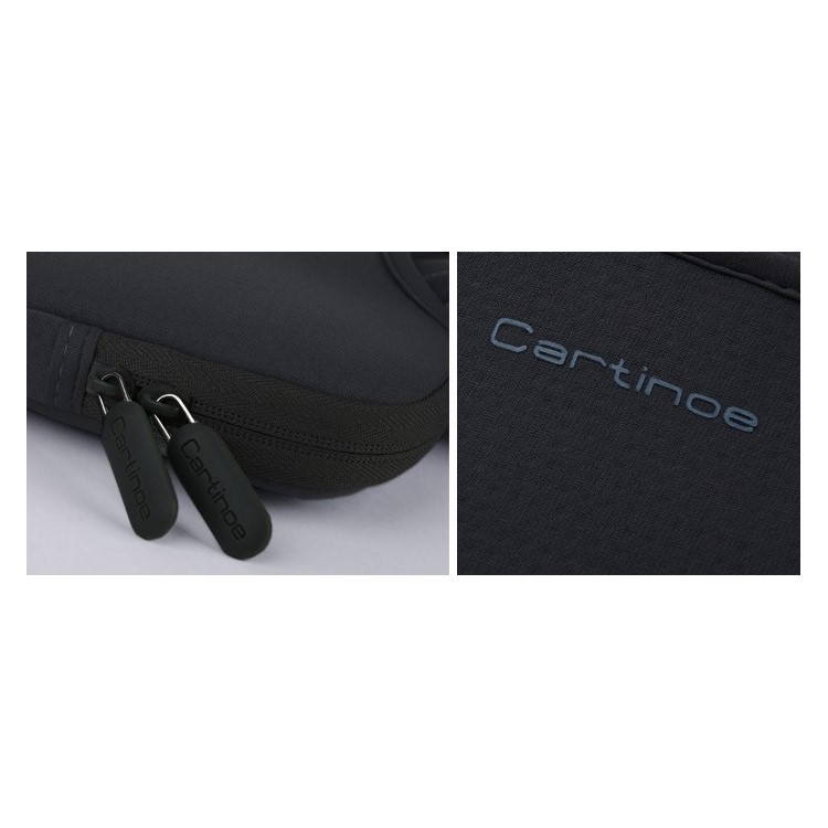 Black Cartinoe Breath Series Zipper Nylon Notebook Handbag Pouch for MacBook Air 11.6 inch, Size: 30 x 20cm-3