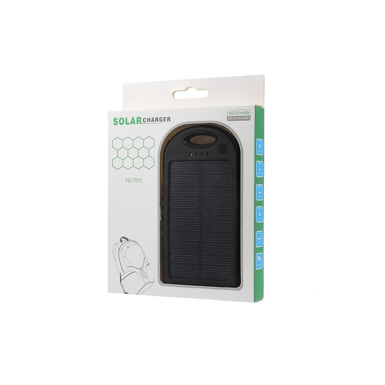 YD-T011 5000mAh Solar Power Bank for iPhone iPod Samsung Sony etc - Black-9