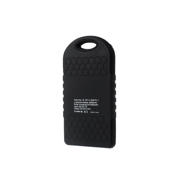 YD-T011 5000mAh Solar Power Bank for iPhone iPod Samsung Sony etc - Black-4