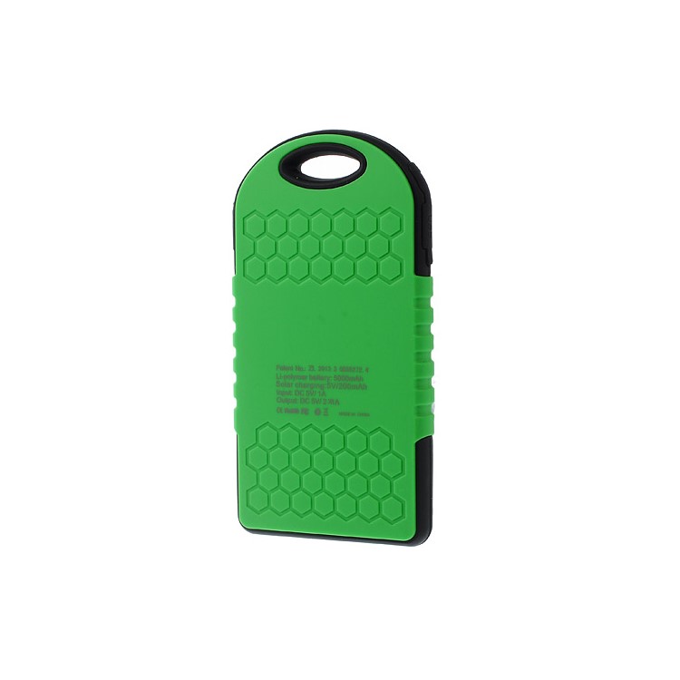 YD-T011 5000mAh Solar Power Bank Charger for iPhone iPod Samsung Sony etc - Black / Green-4