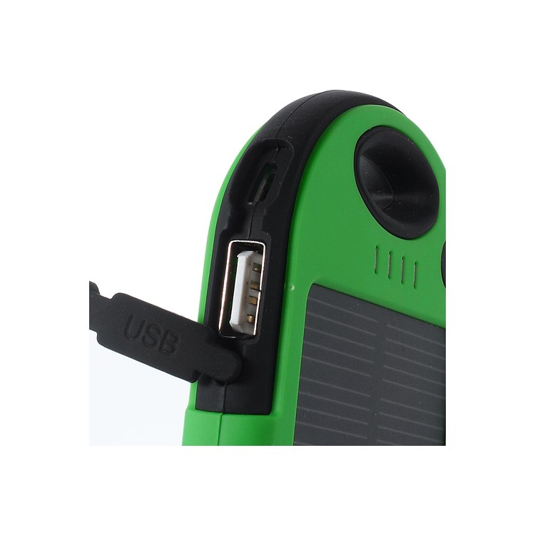 YD-T011 5000mAh Solar Power Bank Charger for iPhone iPod Samsung Sony etc - Black / Green-5