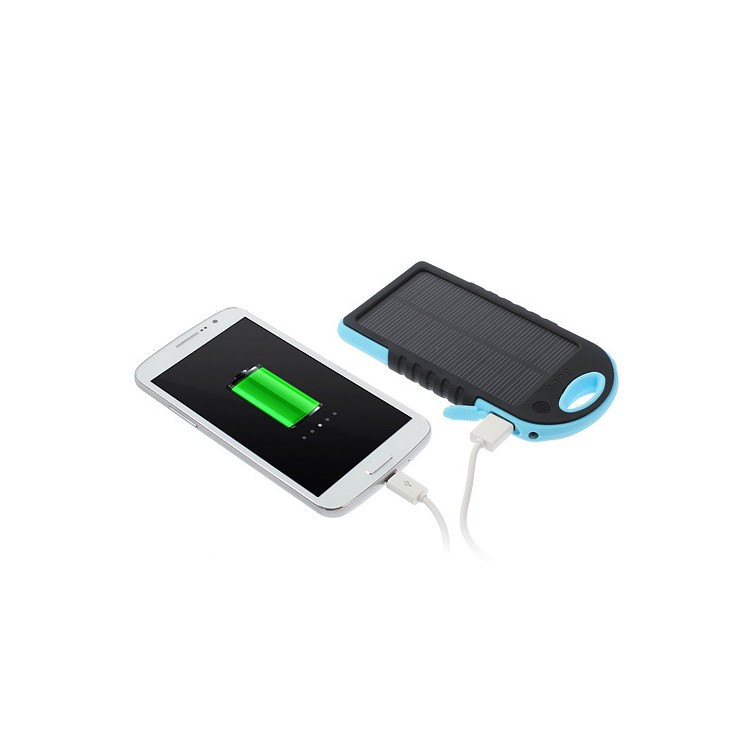YD-T011 5000mAh Solar Power External Battery Charger for iPhone iPod Samsung Sony etc - Blue-1